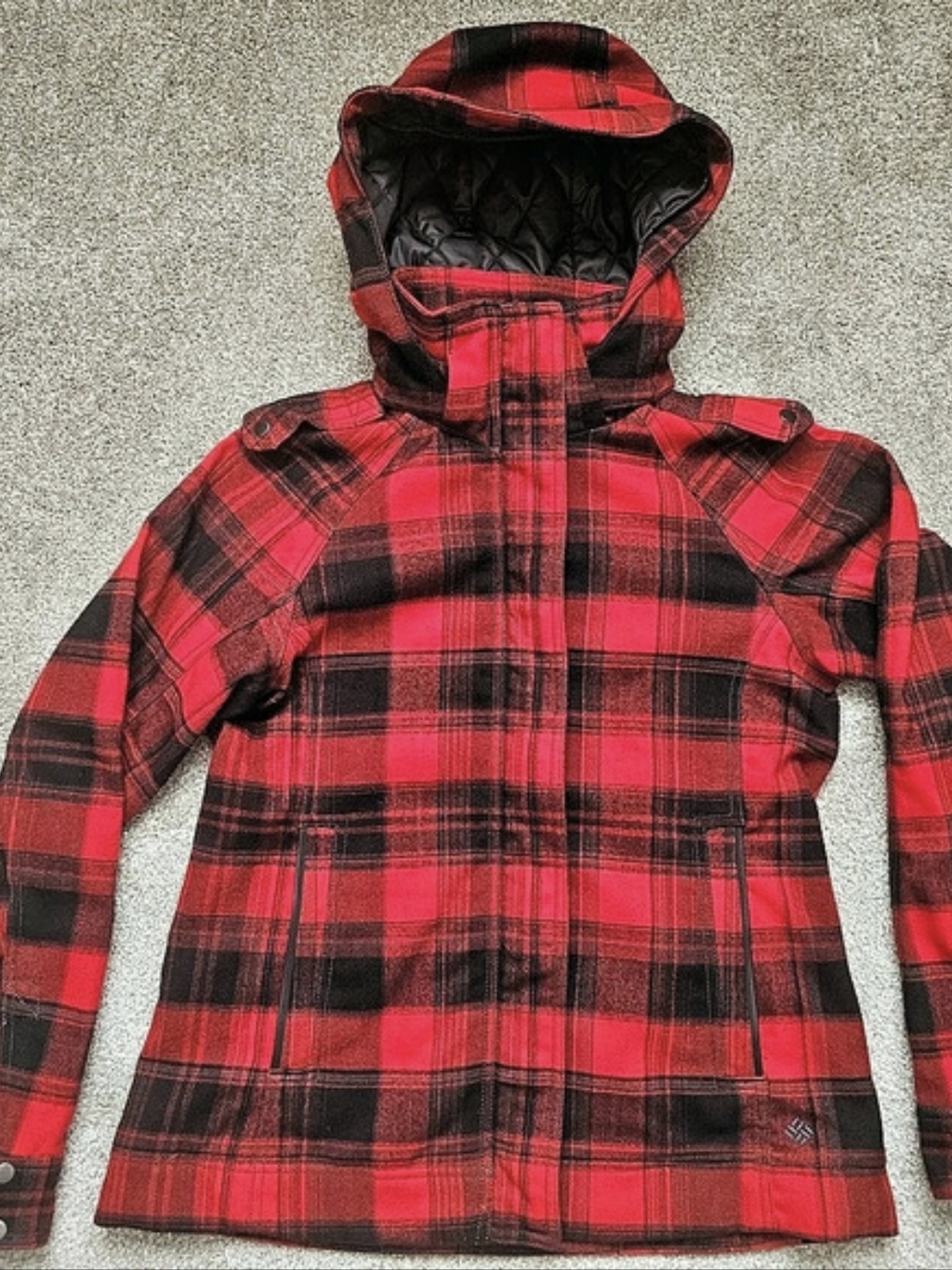 Womens  Omni-Heat Plaid Jacket in Red & Black Plaid Small